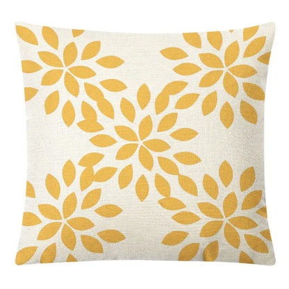 Geometric yellow linen pillow cover set living room autumnal decor