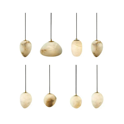Geometry marble led chandelier creamy white & beige kitchen island