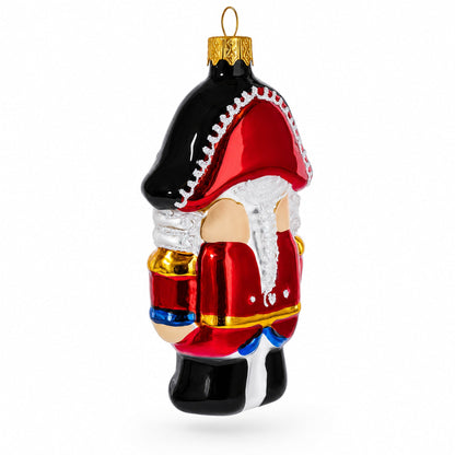 Red Nutcracker Soldier Glass Christmas Ornament