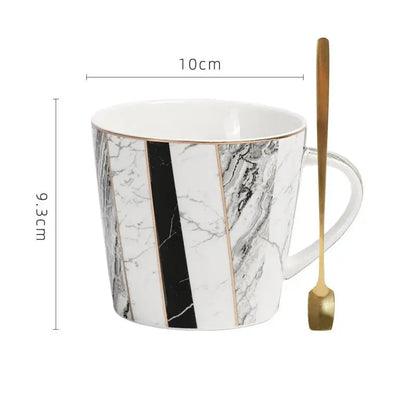 Gilded marble texture ceramic cup and saucer set dining room luxury