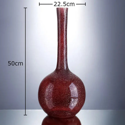 Gilded red glass vase set with artificial flowers – desk decor