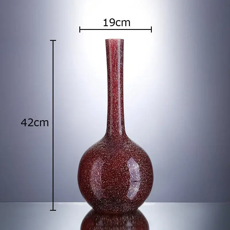 Gilded red glass vase set with artificial flowers – desk decor
