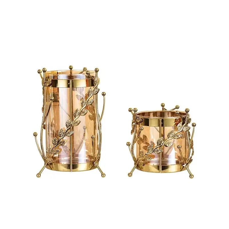 Gilded tree branch gold glass vase for living room flower arrangement