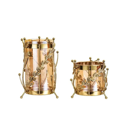Gilded tree branch gold glass vase for living room flower arrangement