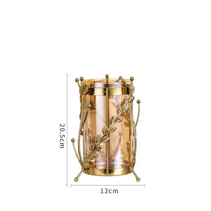 Gilded tree branch gold glass vase for living room flower arrangement