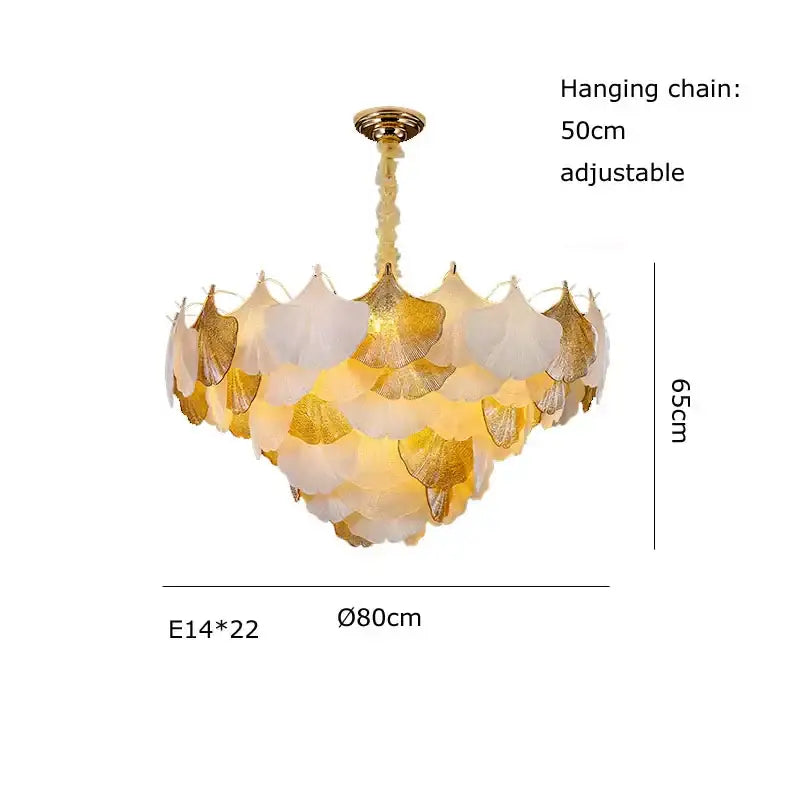 Ginkgo art deco gold & white dimmable chandelier for dining room