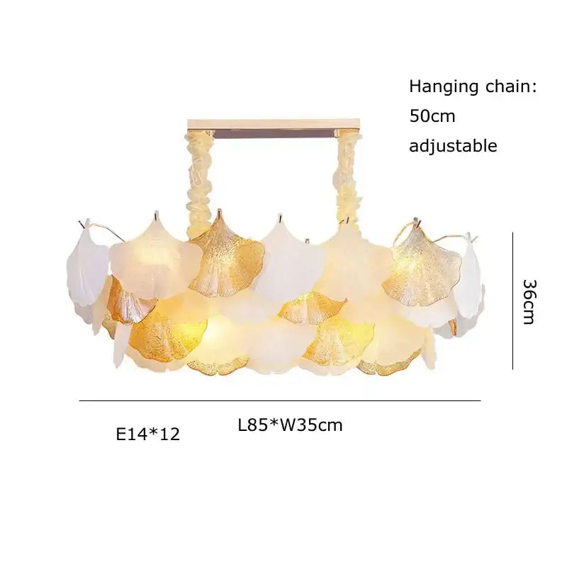 Ginkgo art deco gold & white dimmable chandelier for dining room