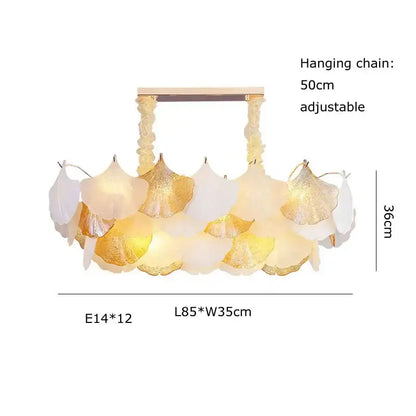 Ginkgo art deco gold & white dimmable chandelier for dining room