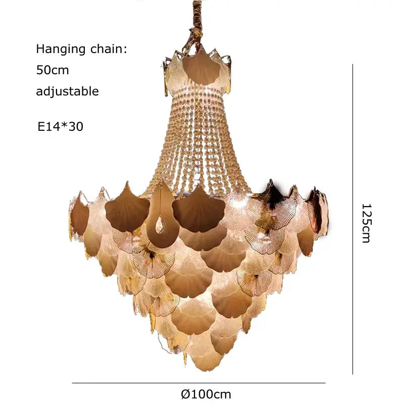Ginkgo art deco gold & white dimmable chandelier for dining room