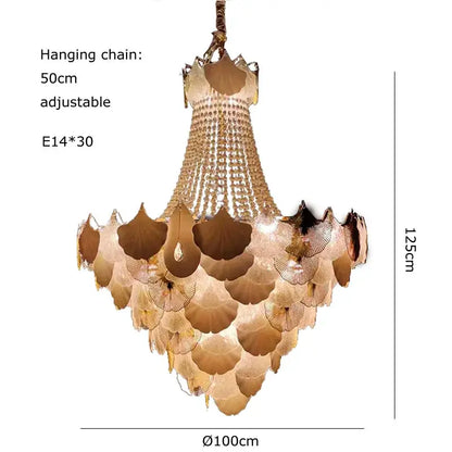 Ginkgo art deco gold & white dimmable chandelier for dining room