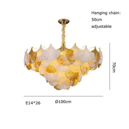 Ginkgo art deco gold & white dimmable chandelier for dining room