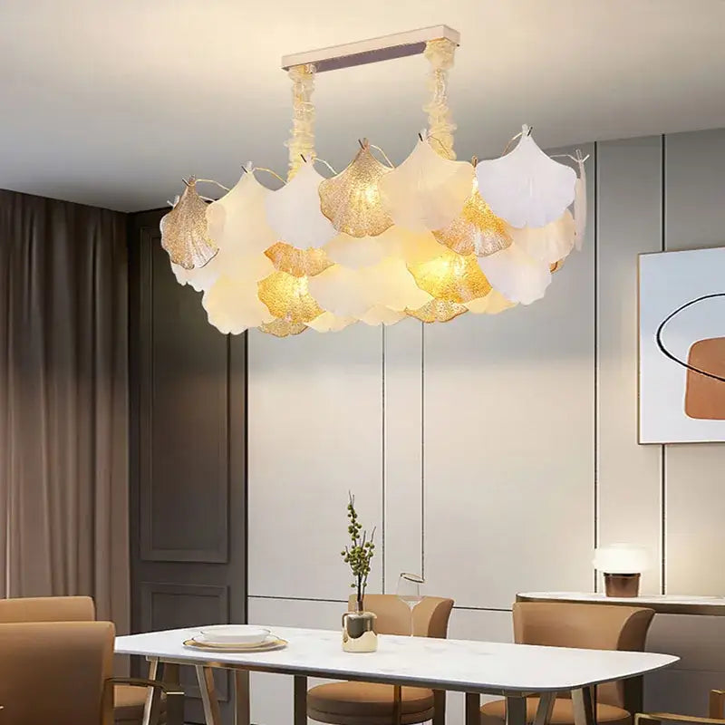 Ginkgo art deco gold & white dimmable chandelier for dining room