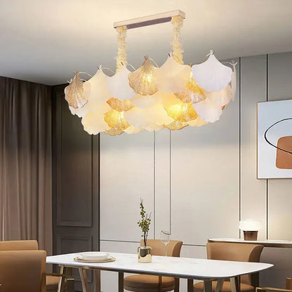 Ginkgo art deco gold & white dimmable chandelier for dining room