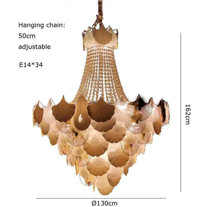 Ginkgo art deco gold & white dimmable chandelier for dining room