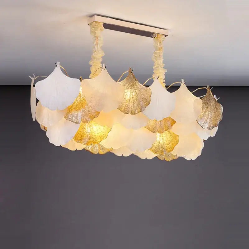 Ginkgo art deco gold & white dimmable chandelier for dining room