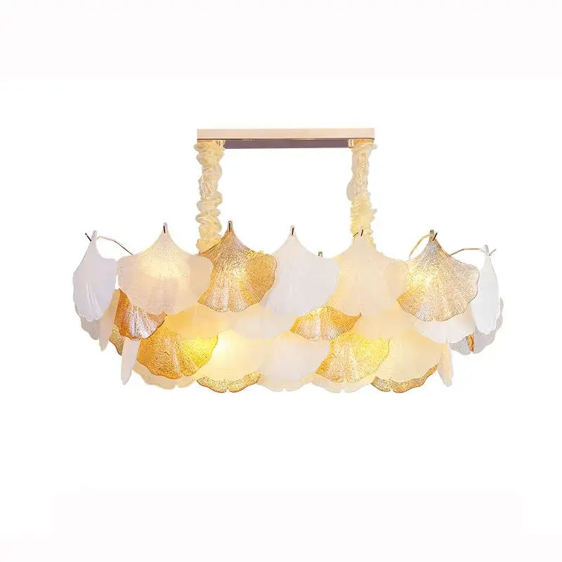 Ginkgo art deco gold & white dimmable chandelier for dining room