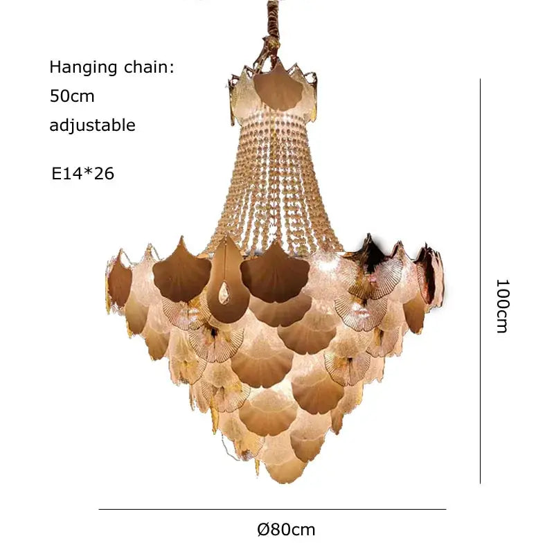Ginkgo art deco gold & white dimmable chandelier for dining room