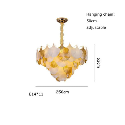 Ginkgo art deco gold & white dimmable chandelier for dining room