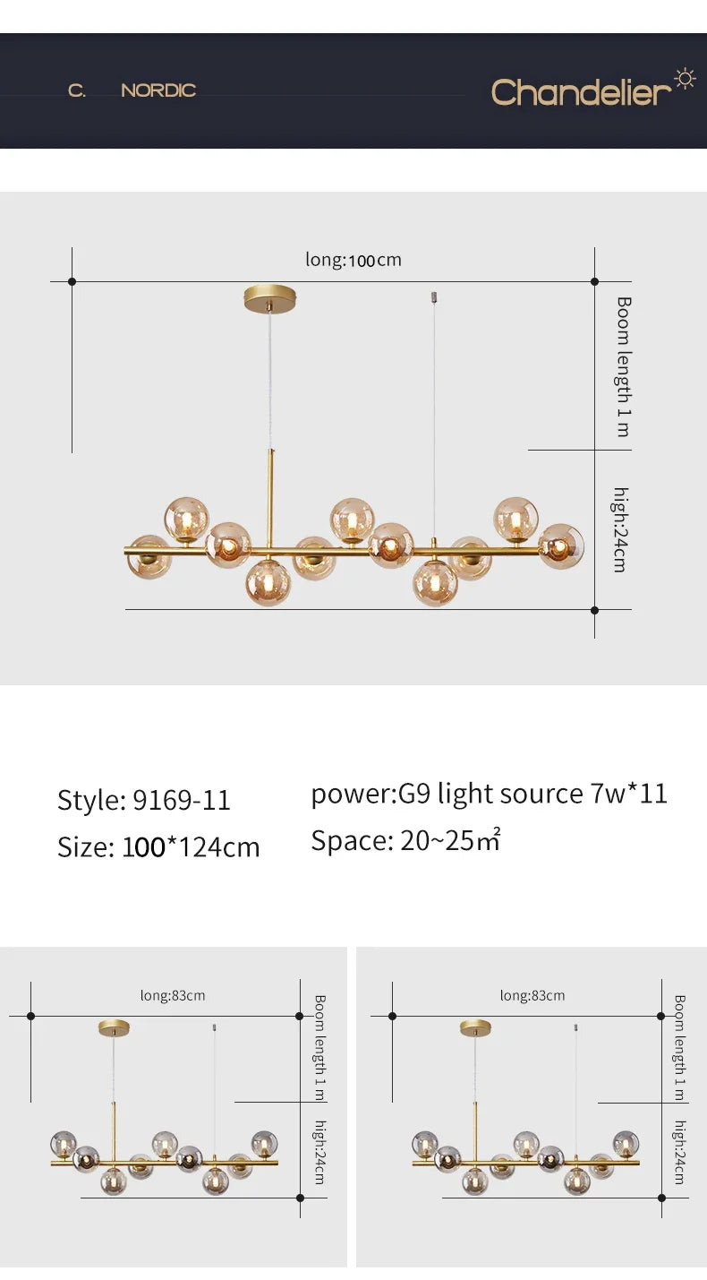 DecorBites™ Glass Ball Ceiling Chandelier for Home Decor