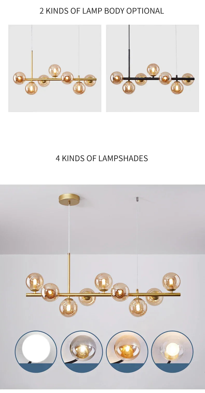 DecorBites™ Glass Ball Chandelier for Dining and Living Rooms