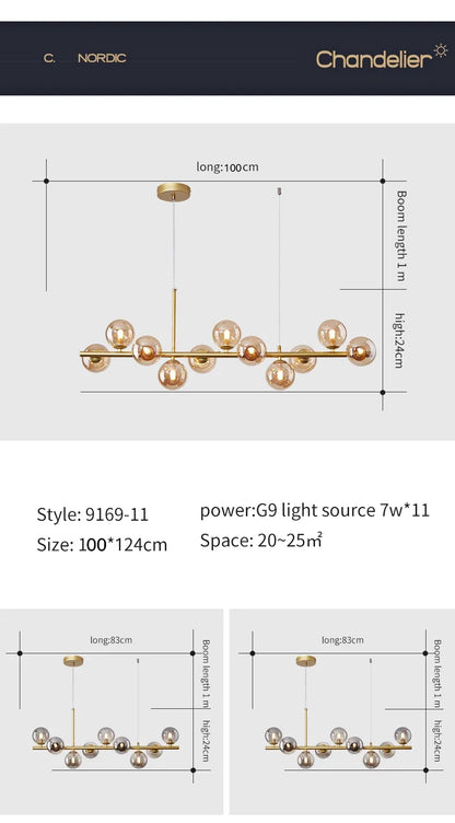 DecorBites™ Glass Ball Chandelier for Dining Room