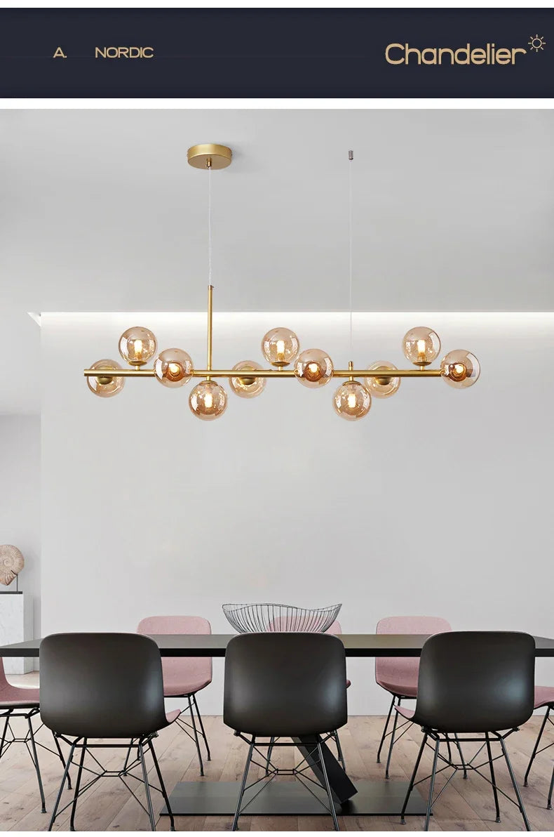 DecorBites™ Glass Ball Chandelier for Home Lighting