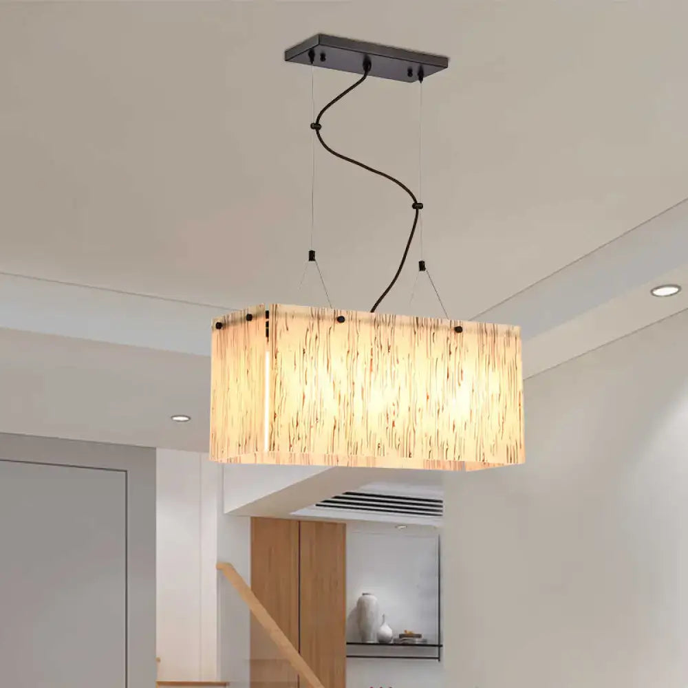 Modern bamboo and black glass island pendant light dining room
