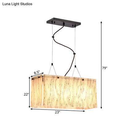 Modern bamboo and black glass island pendant light dining room