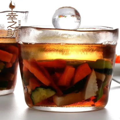 Glass kimchi storage jar with textured lid kitchen pickle container