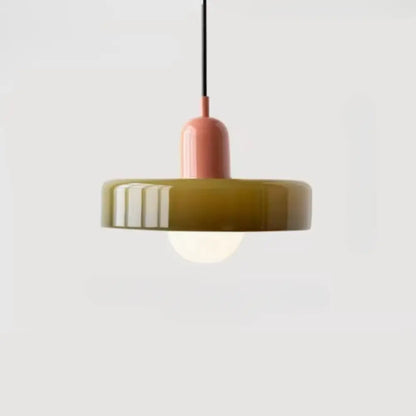 Bauhaus yellow & olive green glass pendant lighting kitchen set
