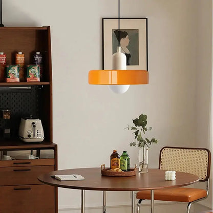 Bauhaus yellow & olive green glass pendant lighting kitchen set