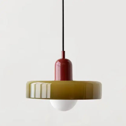 Bauhaus yellow & olive green glass pendant lighting kitchen set