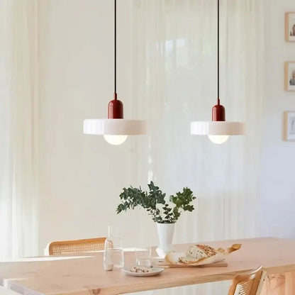 Bauhaus yellow & olive green glass pendant lighting kitchen set