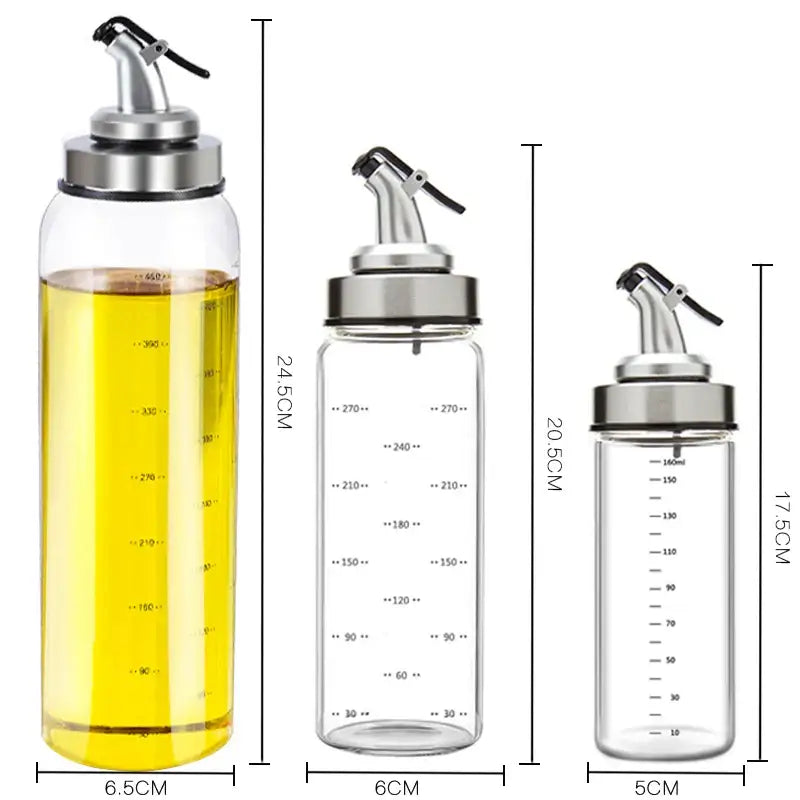 Glass seasoning dispenser bottle with stainless spout kitchen storage
