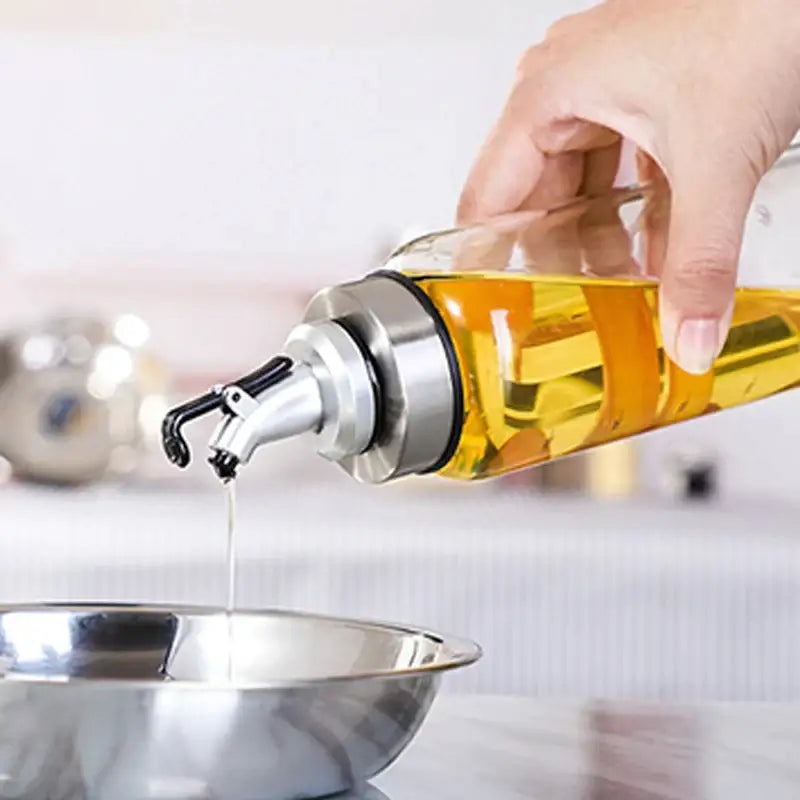 Glass seasoning dispenser bottle with stainless spout kitchen storage