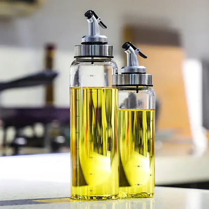Glass seasoning dispenser bottle with stainless spout kitchen storage