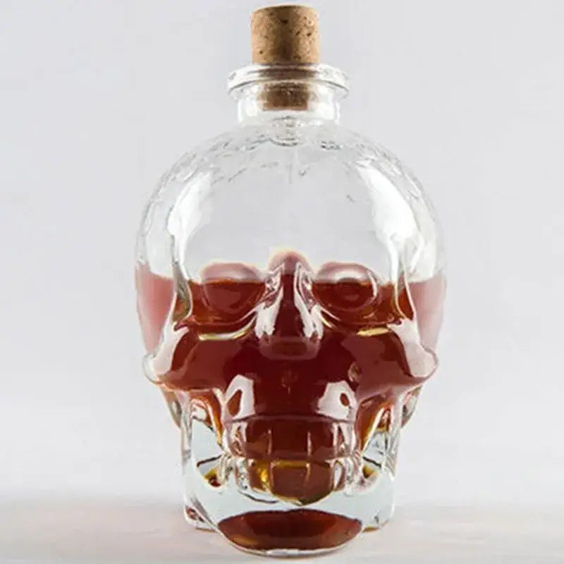 Glass skull bottle – kitchen crystal wine and vodka decanter