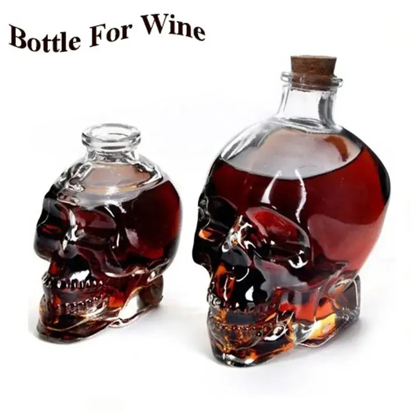 Glass skull bottle – kitchen crystal wine and vodka decanter