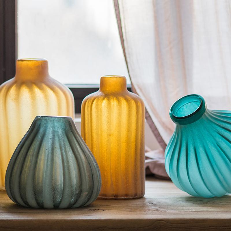 Glass Vase Hand Blown Frosted Art Glass, view 2