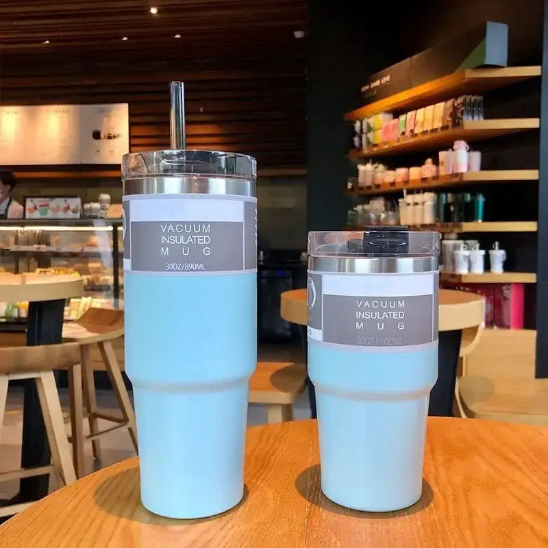 Glitter pink blue & teal stainless steel water bottle kitchen mug