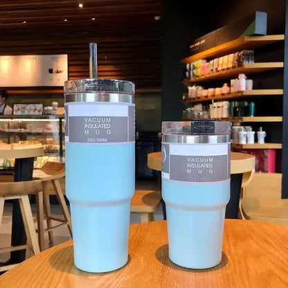 Glitter pink blue & teal stainless steel water bottle kitchen mug
