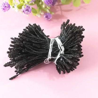 Glitter pom pom mini flower stamen hair ties for kids bedroom