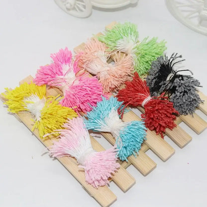 Glitter pom pom mini flower stamen hair ties for kids bedroom