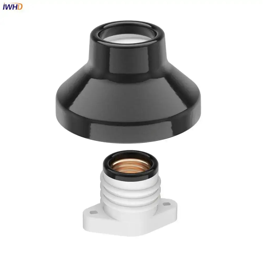 Glossy black and brass ceramic e27 bulb holder bedroom lamp fitting
