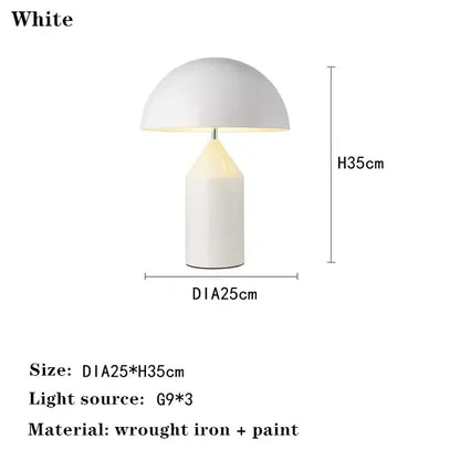 Glossy black and gold metal mushroom table lamp bedroom light