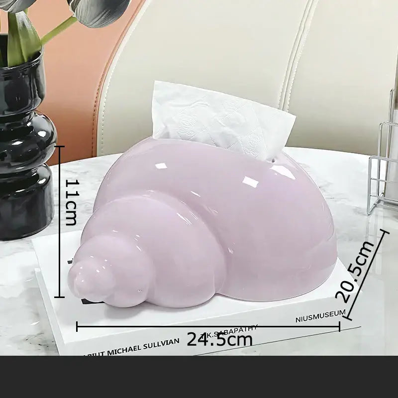 Glossy black & matte lavender conch ceramic tissue box living room