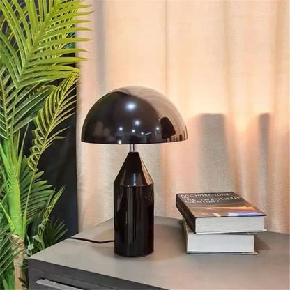 Glossy black white & gold mushroom lamp bedroom table light