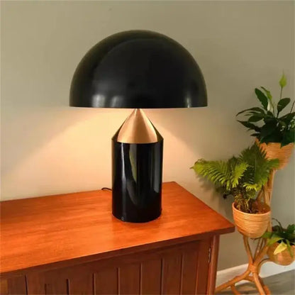 Glossy black white & gold mushroom lamp bedroom table light