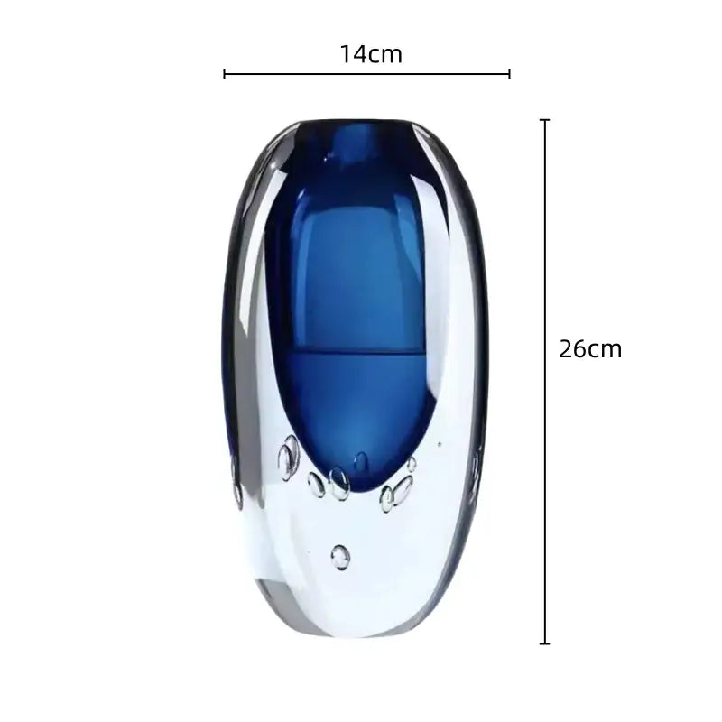 Glossy blue bubble crystal glass vase living room flower pot