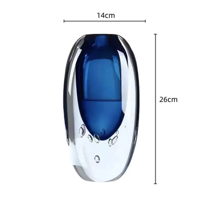 Glossy blue bubble crystal glass vase living room flower pot